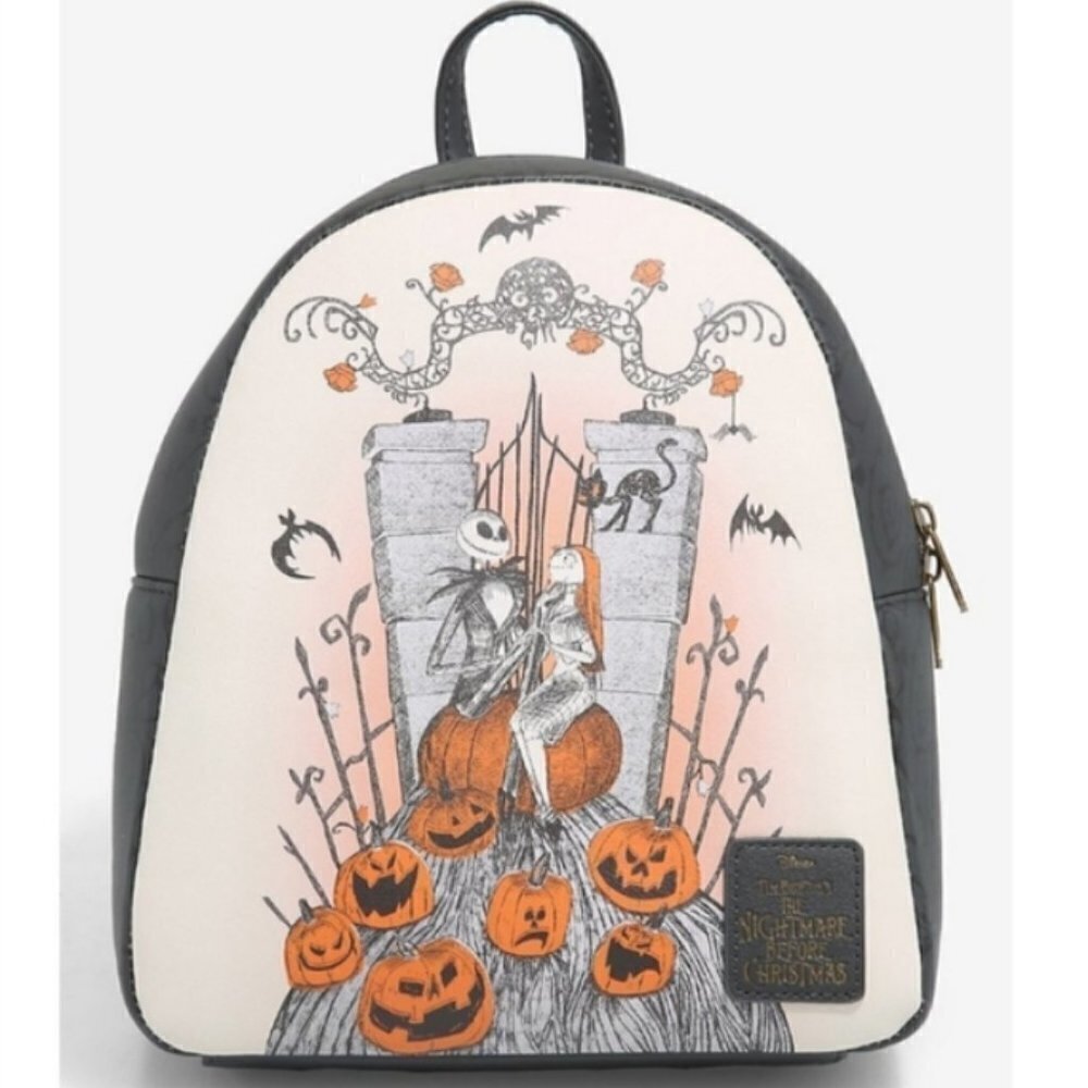 𝅺LOUNGEFLY The Nightmare Before Christmas Jack & Sally Graveyard Mini Backpack